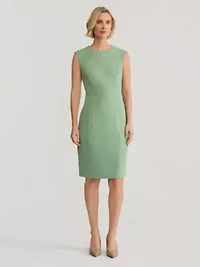 Stretch Crepe Seamed Sheath Dress
