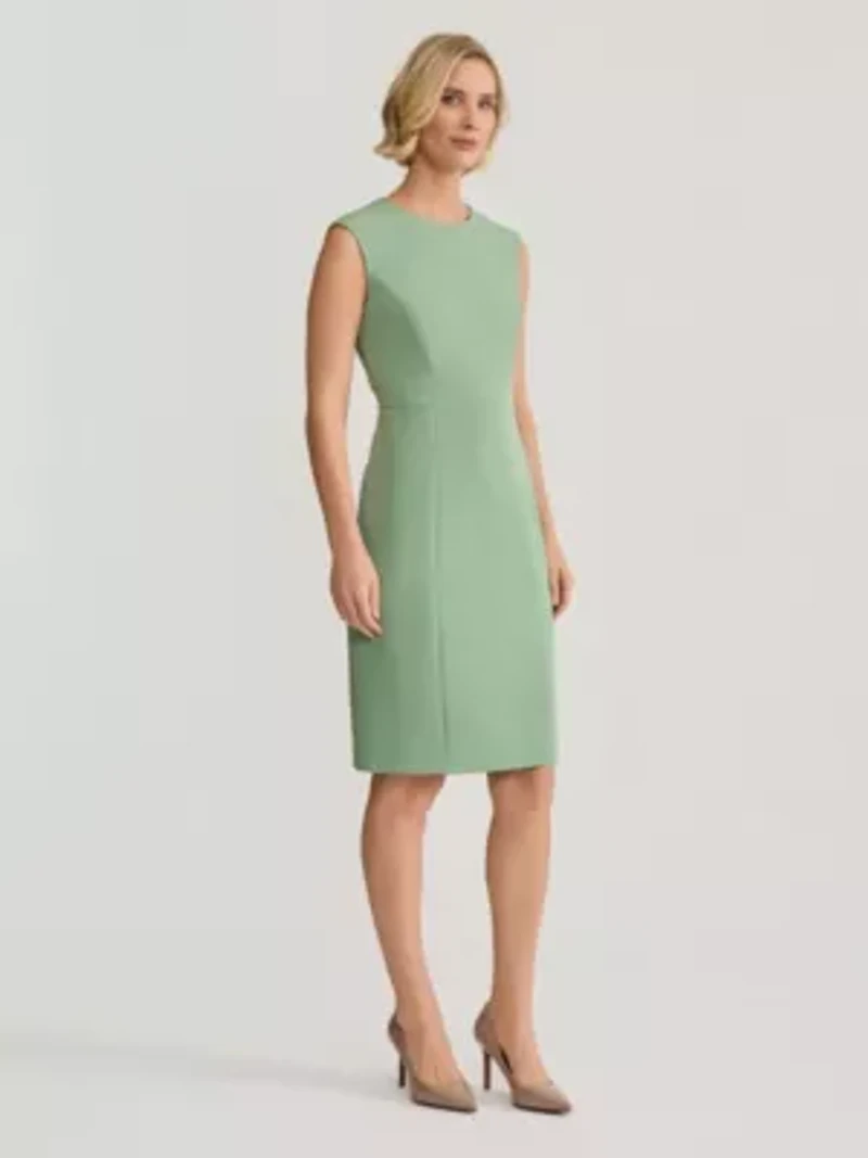Stretch Crepe Seamed Sheath Dress