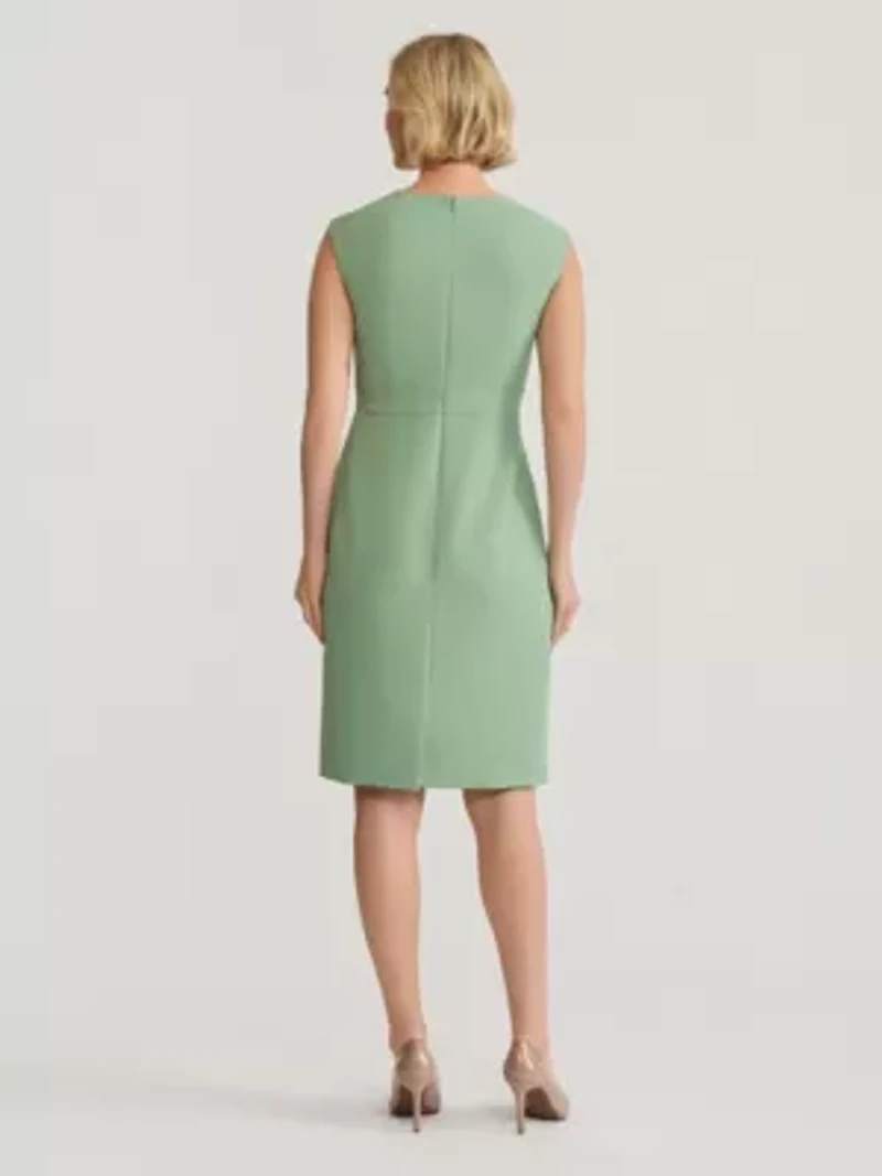 Stretch Crepe Seamed Sheath Dress