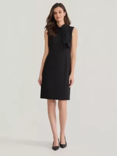 Stretch Crepe Tie Neck Dress