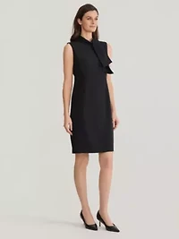 Stretch Crepe Tie Neck Dress
