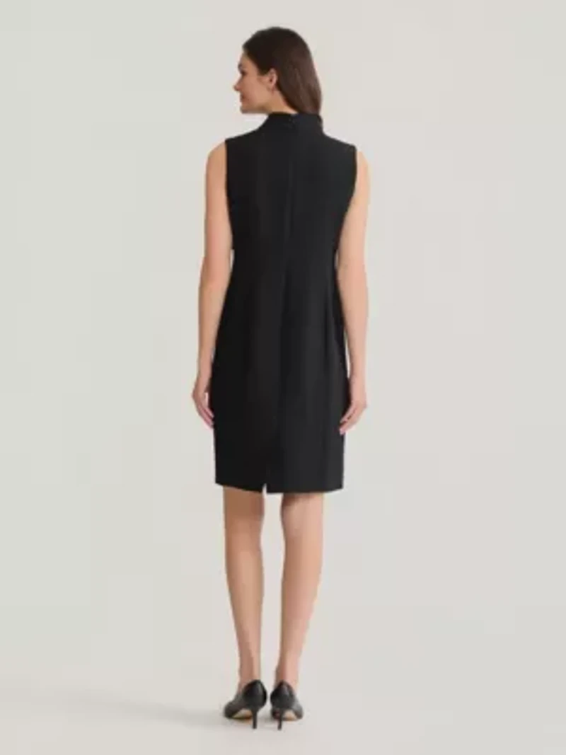 Stretch Crepe Tie Neck Dress
