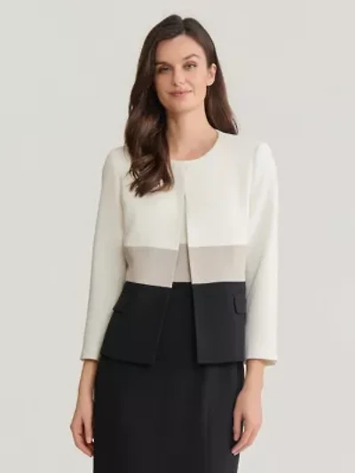 Stretch Crepe Colorblock Cardigan Jacket