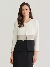 Stretch Crepe Colorblock Cardigan Jacket