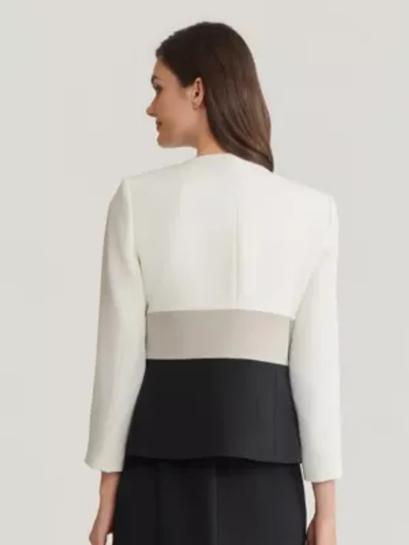 Stretch Crepe Colorblock Cardigan Jacket