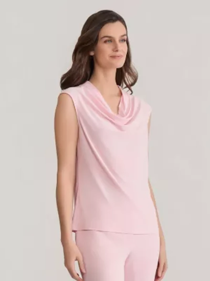 Extended Shoulder Cowl Neck Knit Top