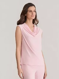 Extended Shoulder Cowl Neck Knit Top