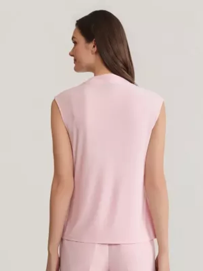 Extended Shoulder Cowl Neck Knit Top