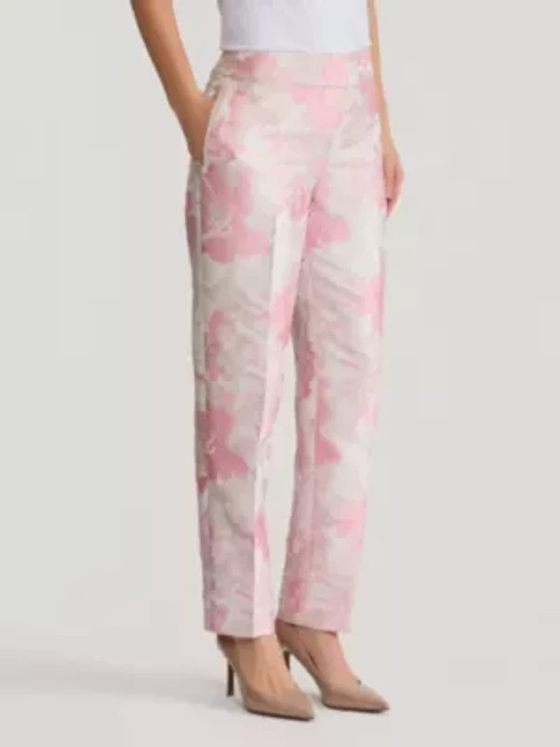 Floral Jacquard Slim Leg Pant