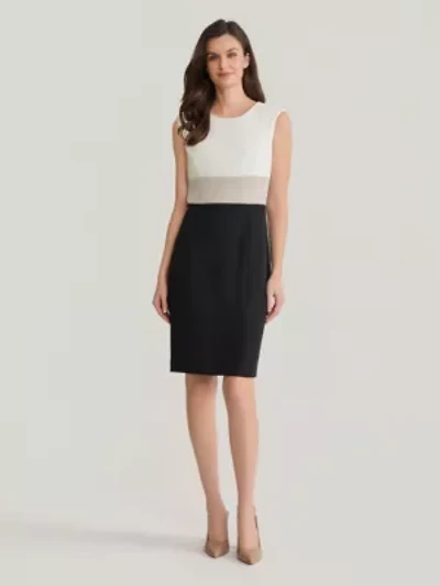 Stretch Crepe Colorblock Sheath Dress