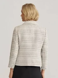 Striped Tweed 3 Button Jacket with Patch Pocket