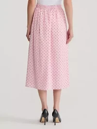 Dot Print Pull On Pleated Front Skirt