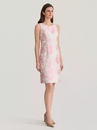 Floral Jacquard Seamed Sheath Dress