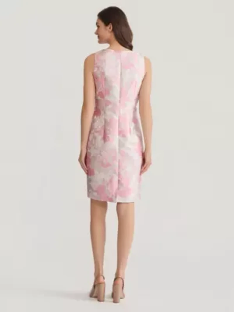 Floral Jacquard Seamed Sheath Dress