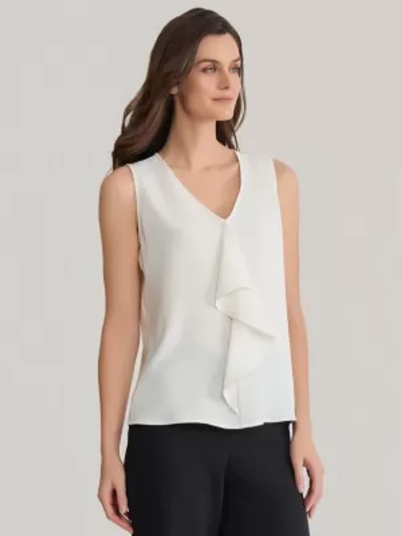 Cascade Blouse With Ruffle Front