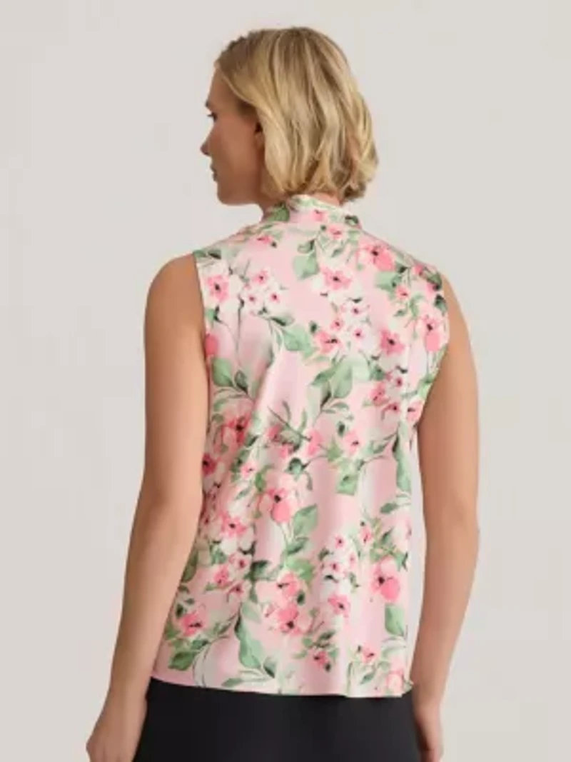 Floral Print Tie Neck Blouse