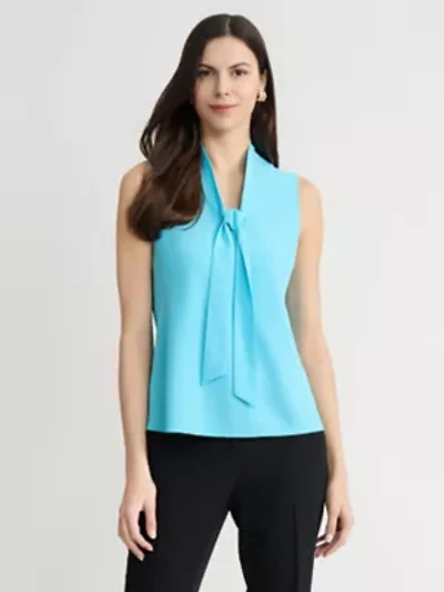 PETITE CREPE TIE NK BLOUSE