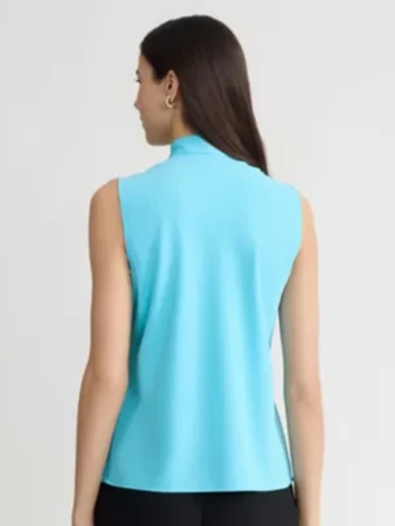 PETITE CREPE TIE NK BLOUSE