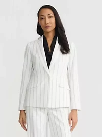 Women's Pinstripe One Bttn Notch Collar Jacket