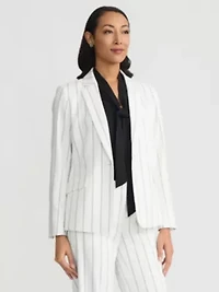Women's Pinstripe One Bttn Notch Collar Jacket