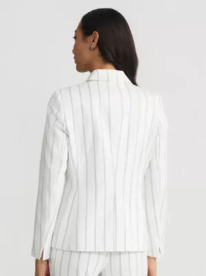 Women's Pinstripe One Bttn Notch Collar Jacket