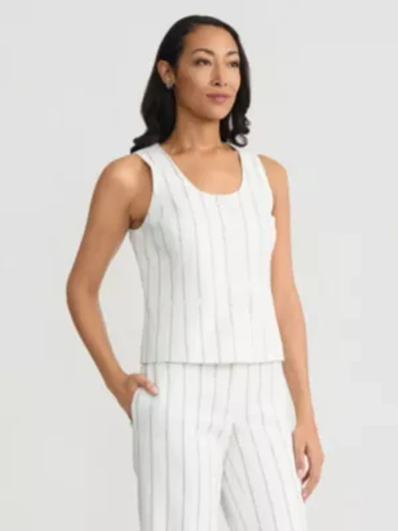 Women's Pinstripe Scoop Neck Vest