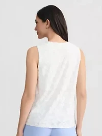 Women's Floral Burnout Sleeveless Knit Top