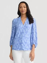 Women's Floral Burnout Long Sleeve Knit Top