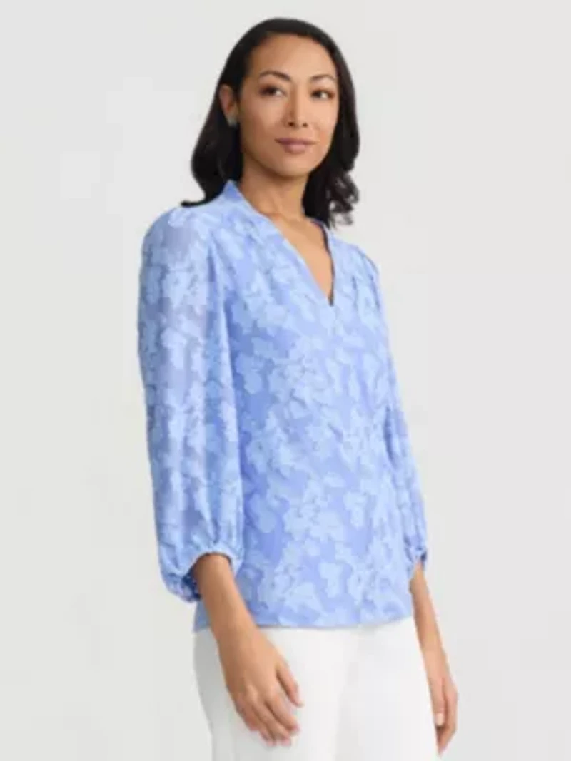 Women's Floral Burnout Long Sleeve Knit Top