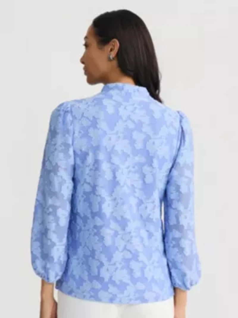 Women's Floral Burnout Long Sleeve Knit Top