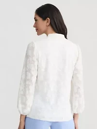 Petite Floral Burnout Long Sleeve Knit Top