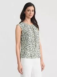 Women's Printed Cap Slv Knit Top