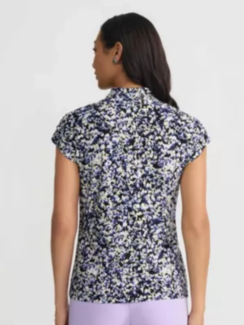 Women's Multi Print Funnel Neck Knit Top