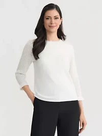 Petite 3/4 Sleeve Texture Stitch Sweater