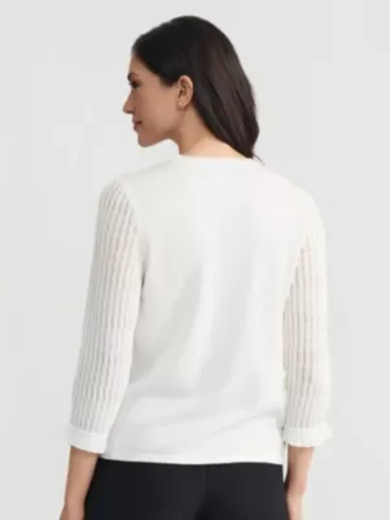 Petite 3/4 Sleeve Texture Stitch Sweater