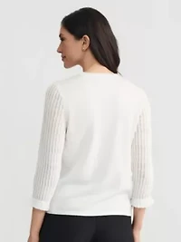 Petite 3/4 Sleeve Texture Stitch Sweater