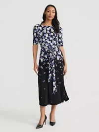 Women's Floral Print Fit And Flare Dress