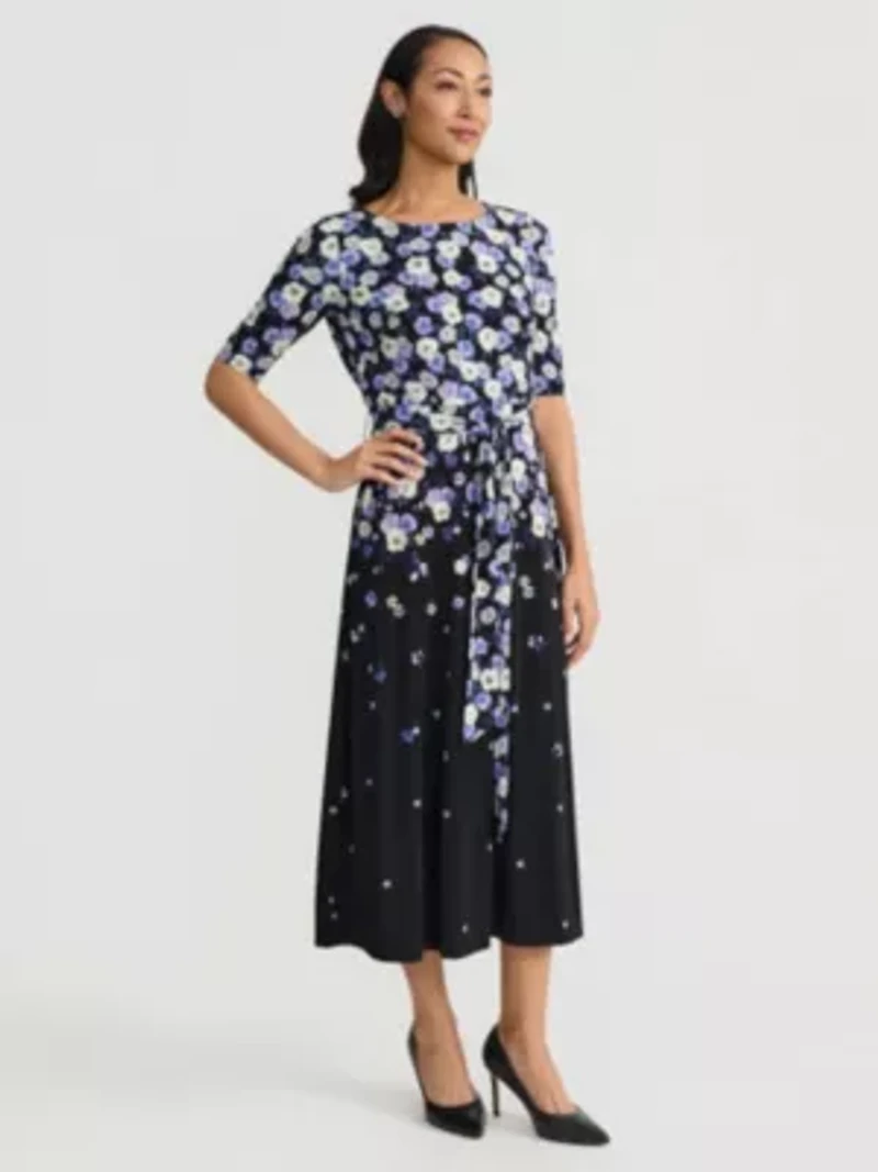 Women's Floral Print Fit And Flare Dress