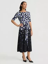 Women's Floral Print Fit And Flare Dress