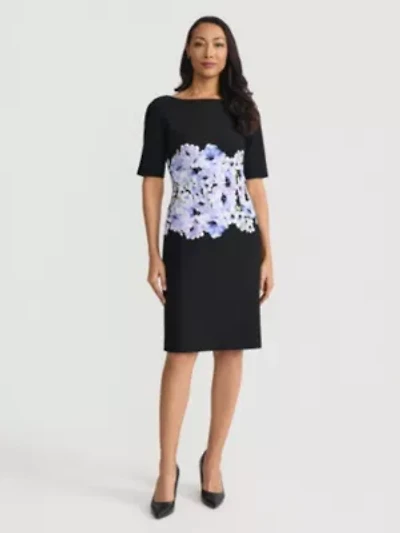 Women's Floral Print Elbow Sleeve Sheath Dress