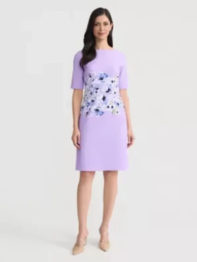 Women's Floral Print Elbow Sleeve Sheath Dress