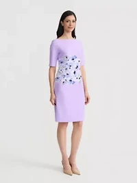 Women's Floral Print Elbow Sleeve Sheath Dress
