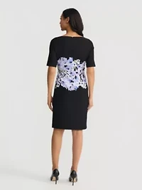 Women's Floral Print Elbow Sleeve Sheath Dress