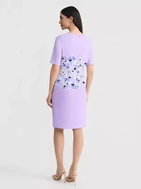 Women's Floral Print Elbow Sleeve Sheath Dress