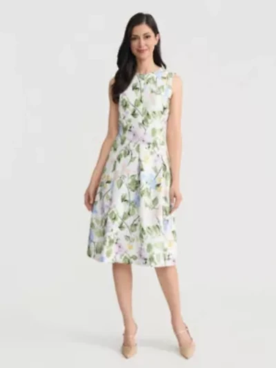 Petite Floral Print Pleated Dress