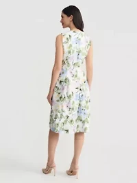 Petite Floral Print Pleated Dress