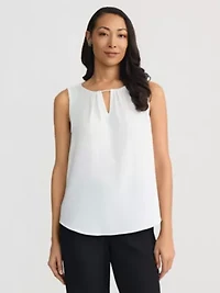 Petite Sleeveless Blouse with Bead Trim