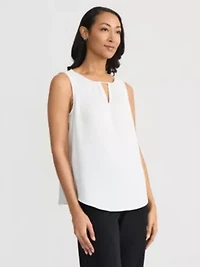 Petite Sleeveless Blouse with Bead Trim