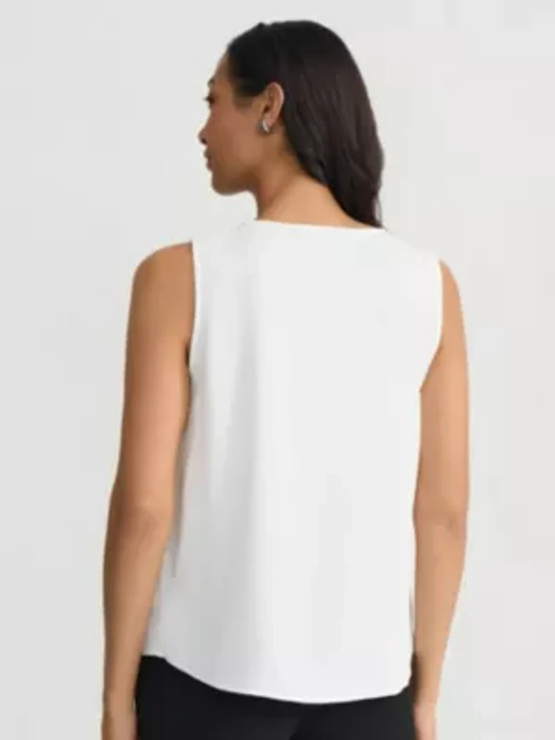 Petite Sleeveless Blouse with Bead Trim