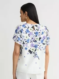 Women's Floral Print Flutter Sleeve Blouse